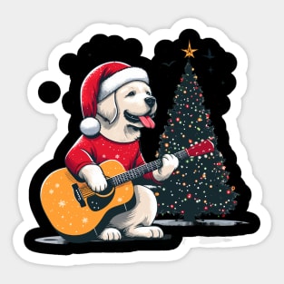 Labrador Retriever Playing Guitar Christmas Sticker